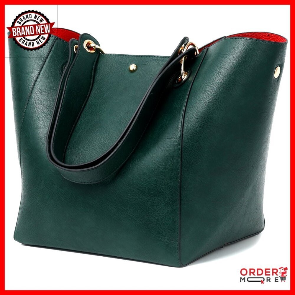 Large Work Tote Bag with Detachable Crossbody Strap, Vegan Leather, 25L Capacity